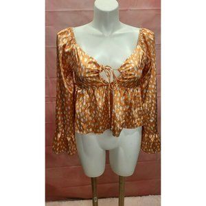 Altard State NWT  Large  Crop Top Boho Bell Sleeve Multicolor